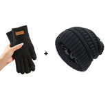 Schwarze gestrickte Wintermütze