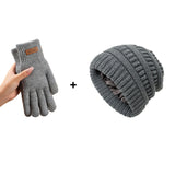 Grau gestrickte Wintermütze